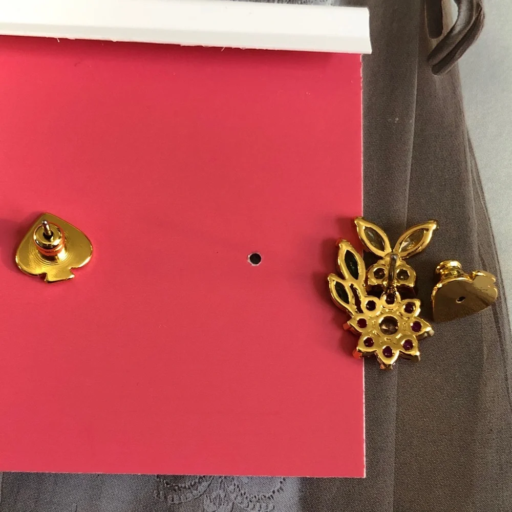 Authentic New on card Kate spade Floral Crystal Earrings